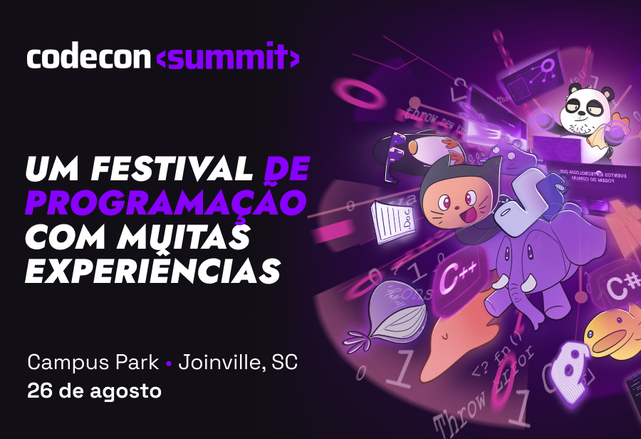 Codecon Summit voltado para programação será no dia 26 de agosto e abordará temas relacionados a tecnologias, soft skills e design de software